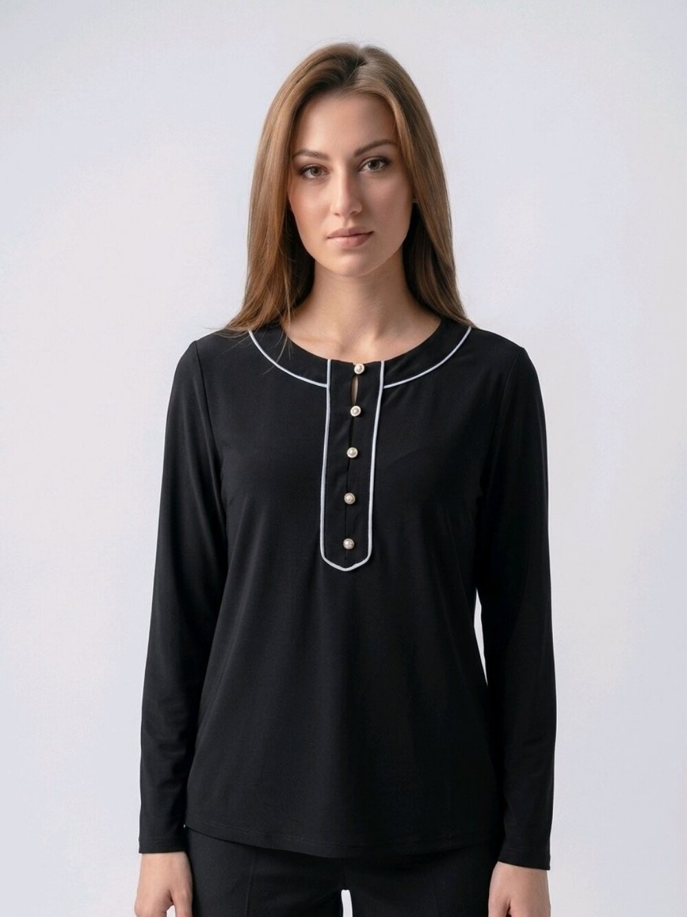 Anne Klein Black Shirt with White Trim